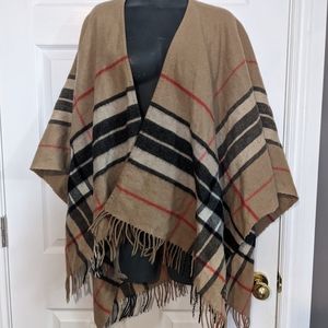 James Pringle Weavers Plaid Wool Poncho Shawl
